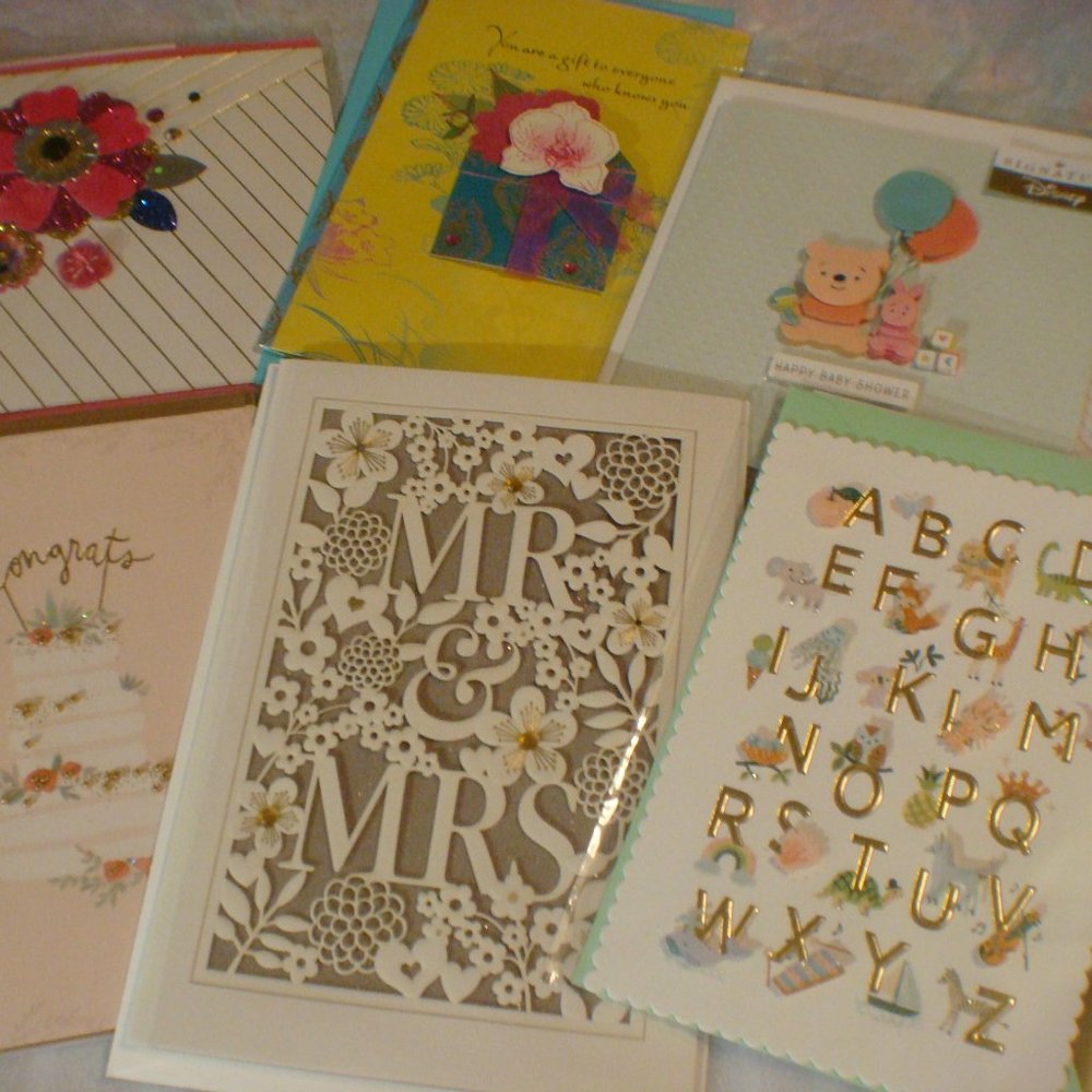 Assorted bundle of ten Hallmark wedding baby birthday cards